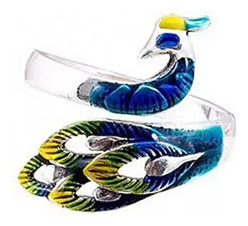 Anillo Pavo Real Delicado Suerte Turquesa Unisex Regulable