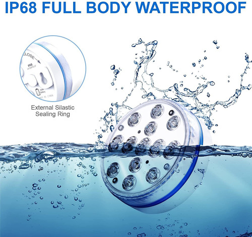Imagen 2 de 7 de 4pcs 8cm Led Luces Sumergibles Remoto Impermeable Piscina Lu