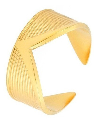 Anillo Argolla De Acero Color Oro Clásico Forma De V Mujer