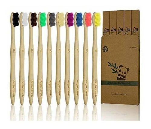 Cepillo de dientes Virgin Forest Escovas De Dente Ecológica Cabo Bambu Pack Com 12 Coloridas Bambu