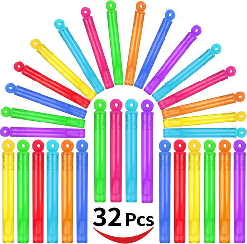 Surtido De 32 Varitas De Burbujas Para Niños De 8 Colores