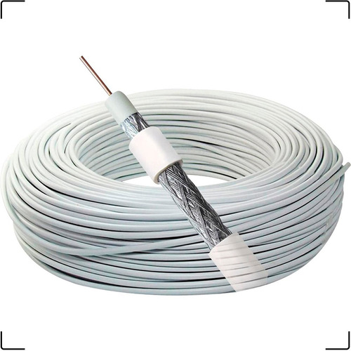Cable coaxial Rg6 blanco con 60% de bobina, 100 metros | Cabletech