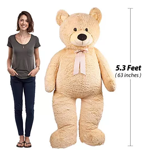 Oso de peluche gigante de tamaño natural sin relleno (63 pulgadas