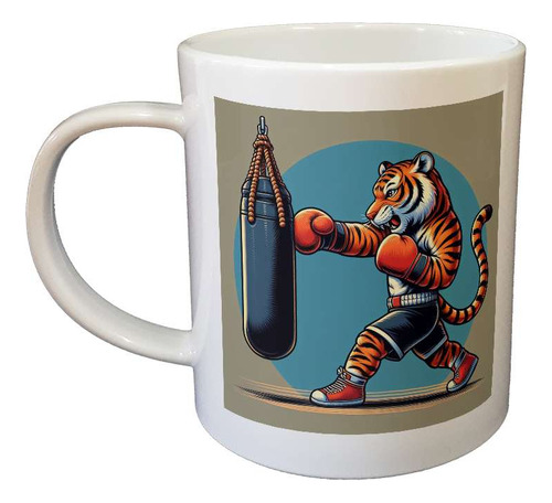 Taza Plastico Tigre Boxeando Saco Deporte Gym Sport M4