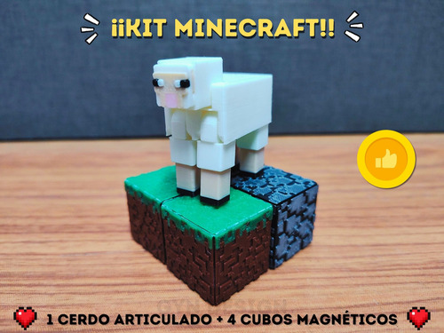 Kit Minecraft 1 Oveja Y 4 Bloques Magnéticos Película