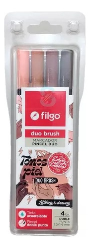 Marcadores Filgo Doble Punta Pincel Acuarelables X4 Pastel