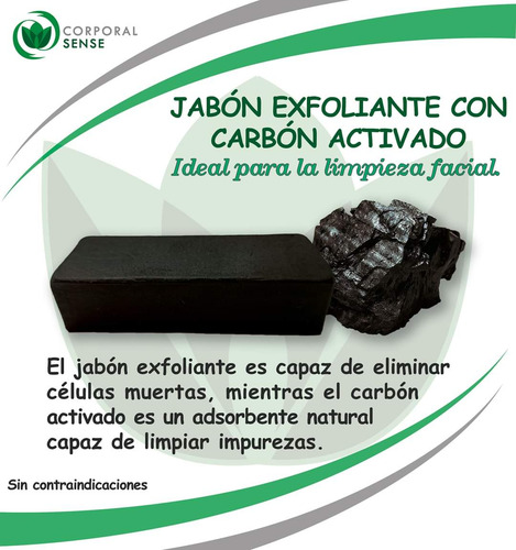 Jabón Carbón Activado Exfoliante 80g - Corporal Sense