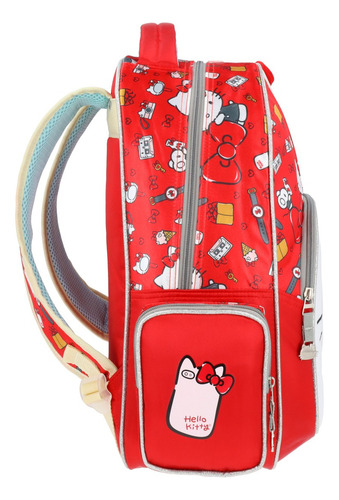 Mochila Hello Kitty Cole Escolar Reforzada Roja Kawaii Niñas Color Rojo Diseño De La Tela Liso