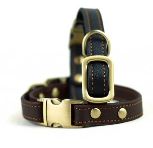 Perro Chede De Lujo Del Cuero Real Collar- Hecho A Mano Para