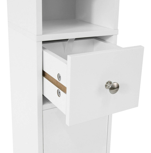 SoBuy Mueble Columna Baño Blanco 2 Puertas 1 Cajón 180cm
