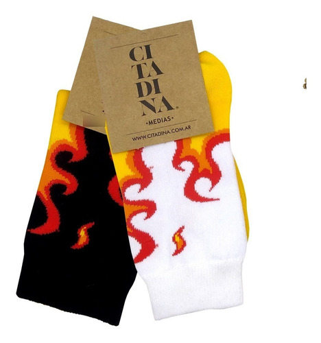 Imagen 4 de 9 de Medias Citadina Fuego Largas Moda Elásticas Pack X2
