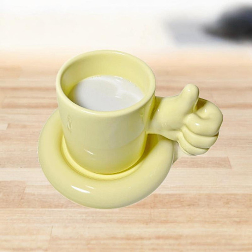 New,. Taza De Café, Taza De Postre, Mango Con Pulgares Hacia