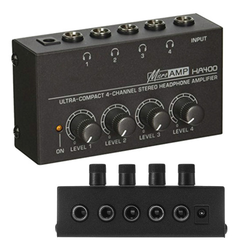 Amplificador Multiplicador Para 4 Auriculares Volumen Cuo Color Negro