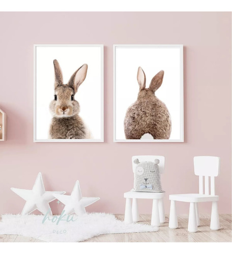 Imagen 1 de 1 de Set De 2 Cuadros 20x30 Conejos - Infantil