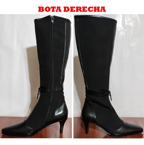 Botas Caña Alta De Cabritilla Y Tela T37 Taco Fino - Tosone