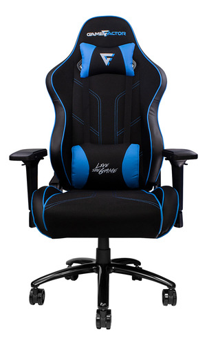 Silla Gamer Cgc600-v2 Negro/azul Game Factor Hasta 150 Kg Estructura Metálica Fabricado En Tela.