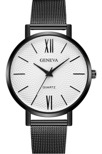 Reloj Geneva Pulsera Mujer Malla De Acero Tejido 