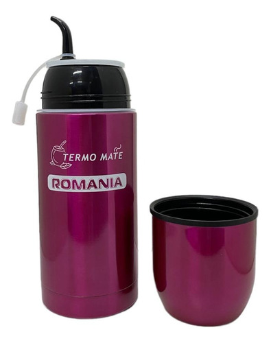 Mate Autocebante De Acero Romania 450ml Color Rosa