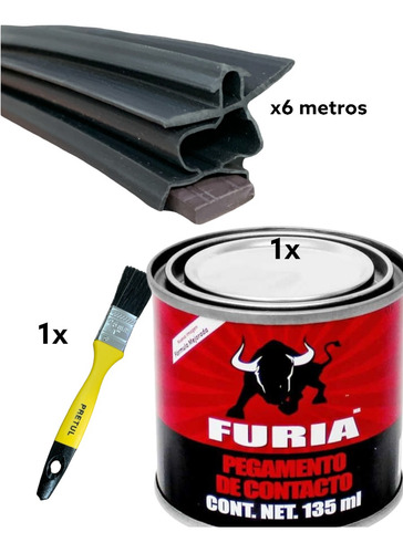 Kit 6mts Empaque Refrig. Ceja Arpon Con Iman Adhesivo Brocha