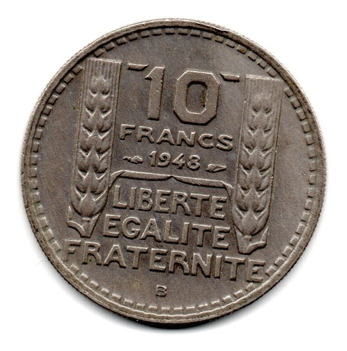 Francia Moneda 10 Francos Año 1948 B Km#909.2