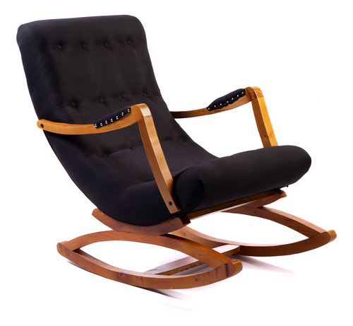 Silla Mecedora Con Apoya Brazo Negro Lino