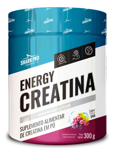 Energy Creatina 300g - Creatina Monohidratada - Shark Pro Sabor Uva