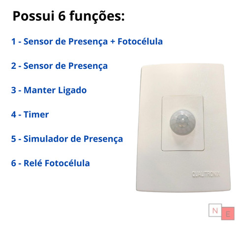 Sensor De Presença 6 Funções Fácil Instalação
