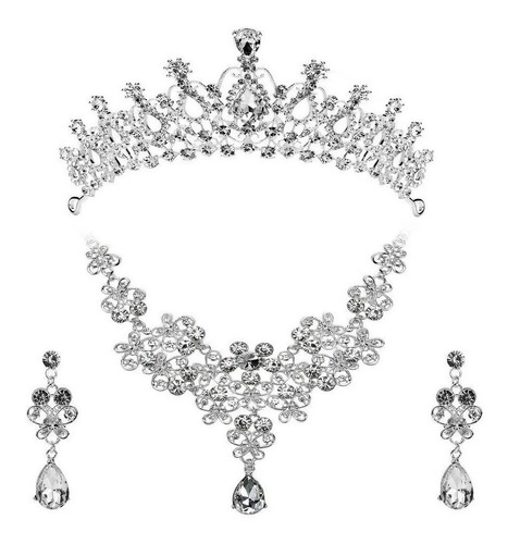 Bisuteria Novias Tiara Collar Gargantilla Cristal Xv Años 