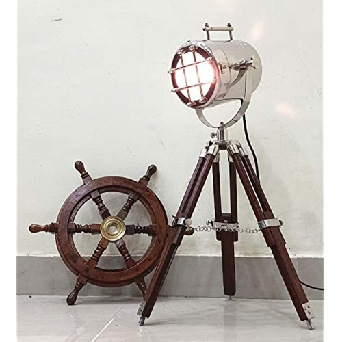 Estilo Trípode Antiguo Modelo Vintage Reflector Madera Lámpa