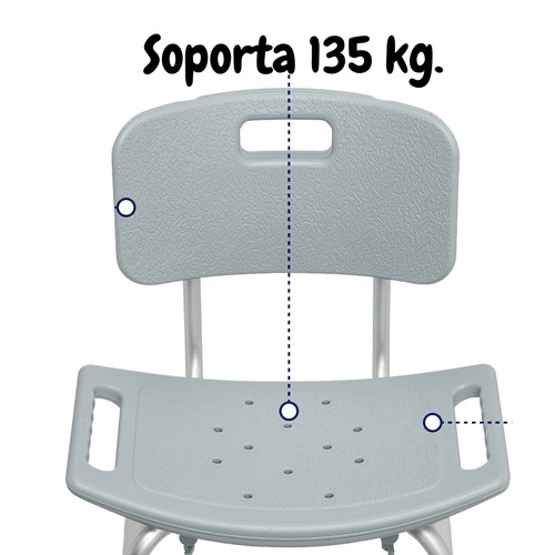 Silla Ducha Baño Antiderrapante Adulto Respaldo Ortopedica