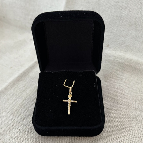 Pingente Cruz Em Ouro 18k Pequena Com Cristo Crucifixo Inri