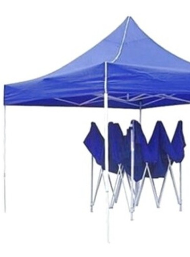 Imagen 1 de 7 de Toldo Plegable Acordeón Tijera 3x3 Azul Ajustable