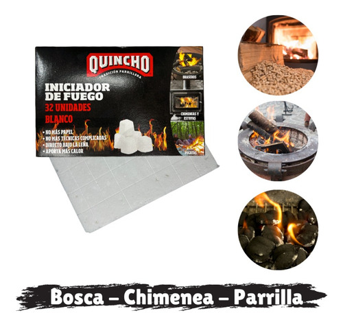 Imagen 1 de 10 de Caja 32 Pastillas De Iniciador De Fuego Quincho