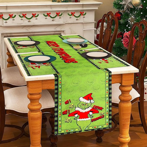 5 Manteles Individuales Lino Verde Navidad Mantel Feliz Grin