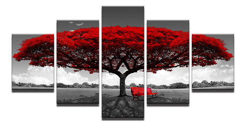 Orfi - Póster De Pared Para Silla De Árbol Rojo, Set De 5 Pi