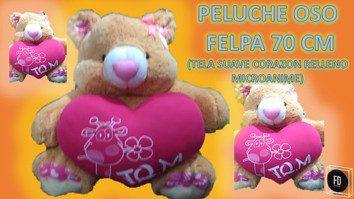 Peluche Oso Marrón De Felpa 70 Cm Corazón  