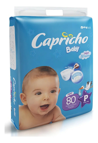 Fralda Descartável Capricho Baby Tamanho P, com Gel Superabsorvente