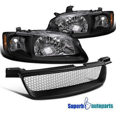 Fits 2000-2003 Nissan Sentra Black Headlights+black Mesh H