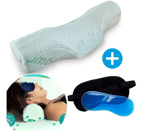 Almohada Cervical + Antifaz Con Gel Para Relajarse Y Dormir