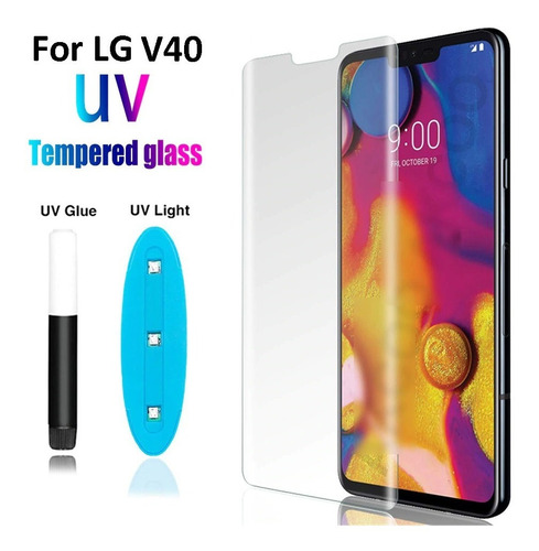 Mica Vidrio 3d Templado Uv Protector Pantalla LG V40 Thinq