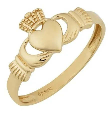 Kooljewelry Anillo Claddagh De Alto Brillo En Oro Amarillo D