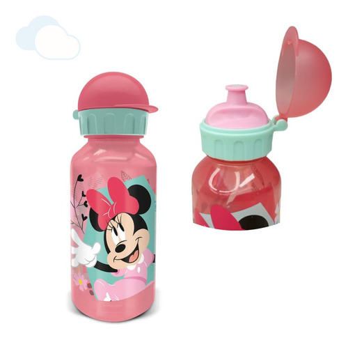 Botella Plástica Infantil Mickey Minnie Disney 370 Ml Color Rosa - Minnie