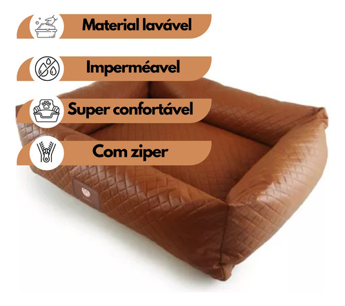 Cama Caminha Pet Corino Cachorro Gato Tam G Com Ziper 70x60c