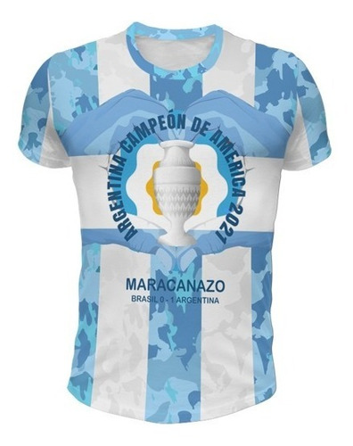 Remera Argentina Campeón Copa América 2021 Mod 3 Full Print