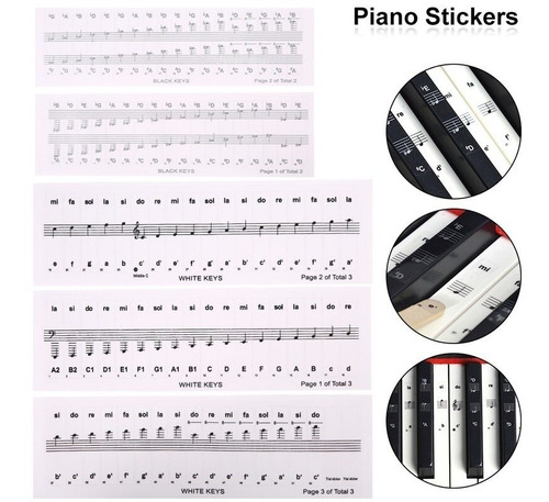 Imagen 5 de 6 de Pegatinas De Nombre De Teclado De Piano Transparente De 88
