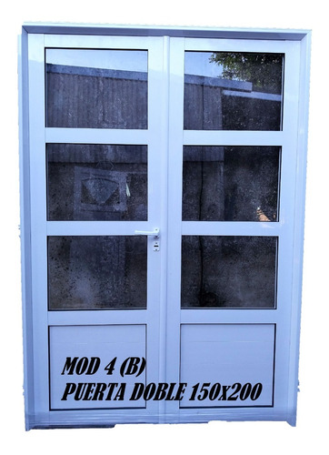 Puerta Doble Aluminio 150x200 3/4 Vidrio