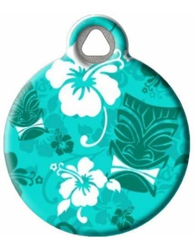 Turquesa Tiki Pet Id Tag Para Perros Y Gatos Perro Tag Art