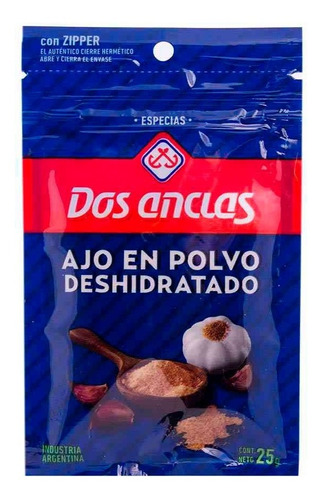 Ajo En Polvo Especia En Sobre Dos Anclas  X 25 Gr