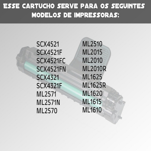 Cartucho De Toner Compatível P/ Scx 4521 Ml 2010 Ml 1610 Tinta Preto