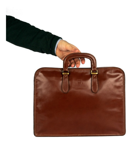 Imagen 4 de 6 de Portafolio Cuero Vacuno Bolso Oficina Maletín Elegante